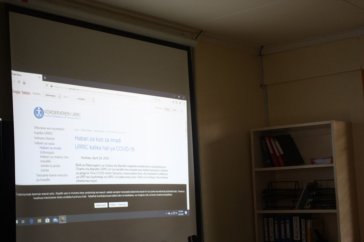 Homepage des Foerdervereins auf Kiswahili